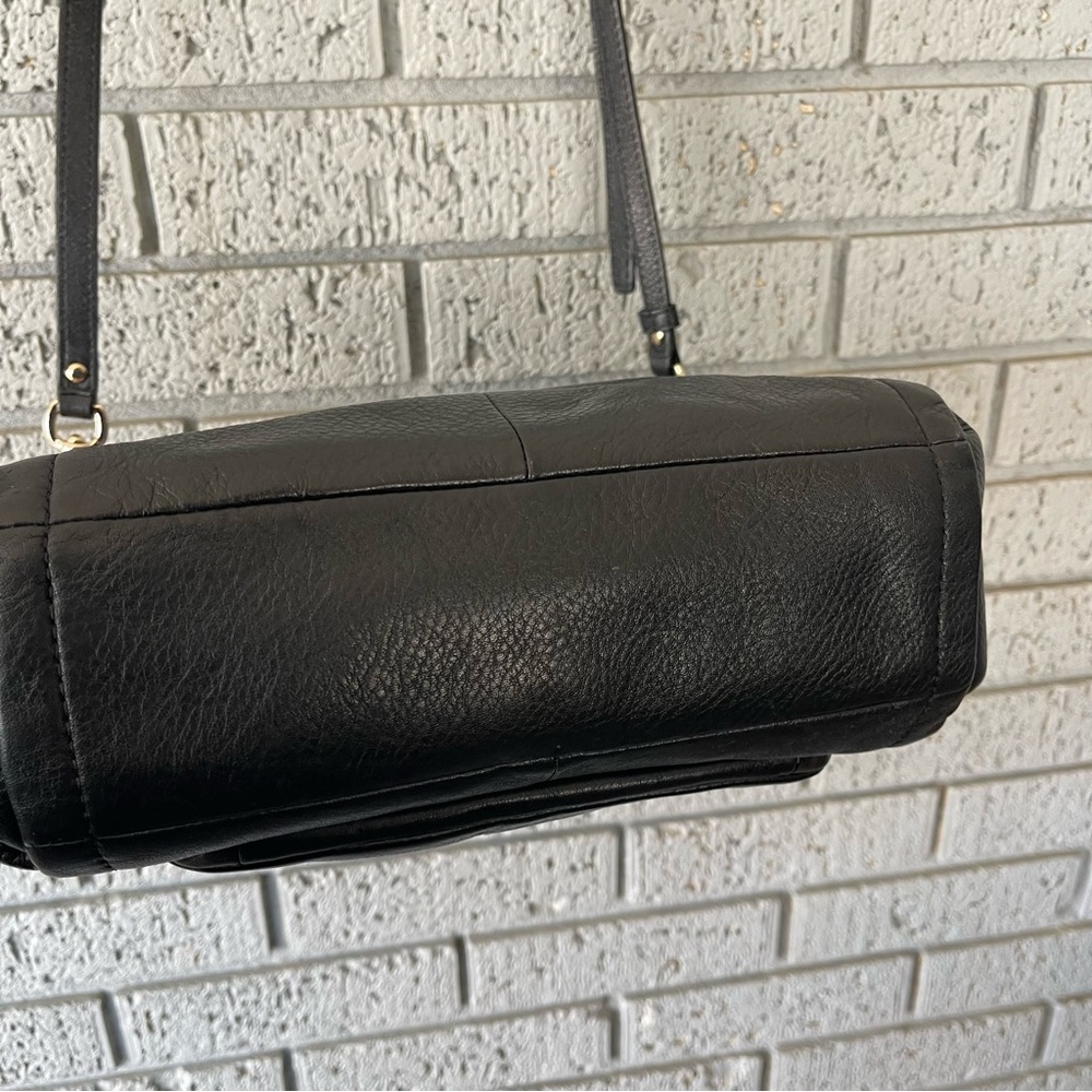 Coach Madison Small Sadie Leather Flap Satchel Bag Black Gold 26624 - Picture 7 of 9